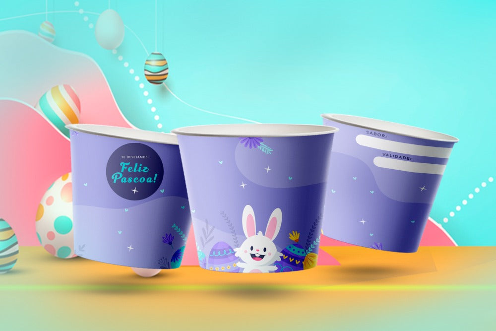Pote biodegradável 240 ml c/ tampas Especial de PÁSCOA